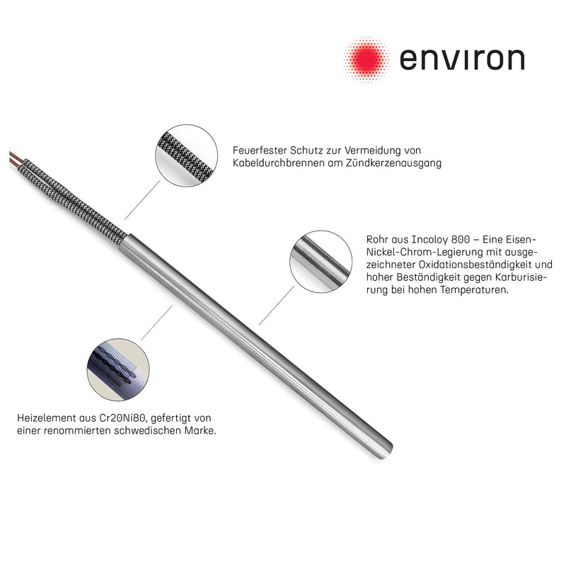Elemento di accensione in acciaio inox Ø9,3mm x 150mm / 300W / 230V accenditore