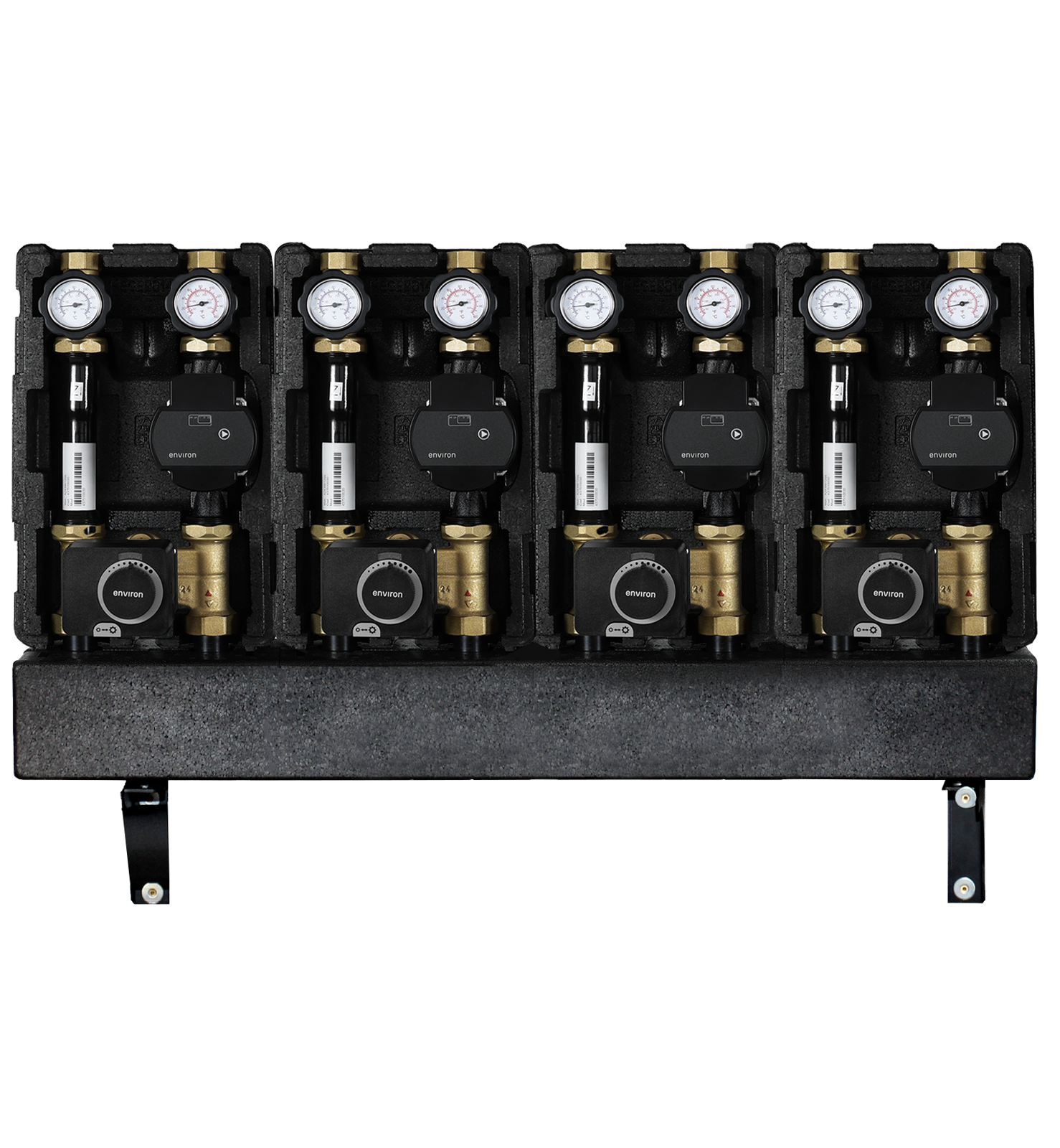 Environ Modulverteiler Gruppe 4x gemischte Heizkreise mit Verteilerbalken