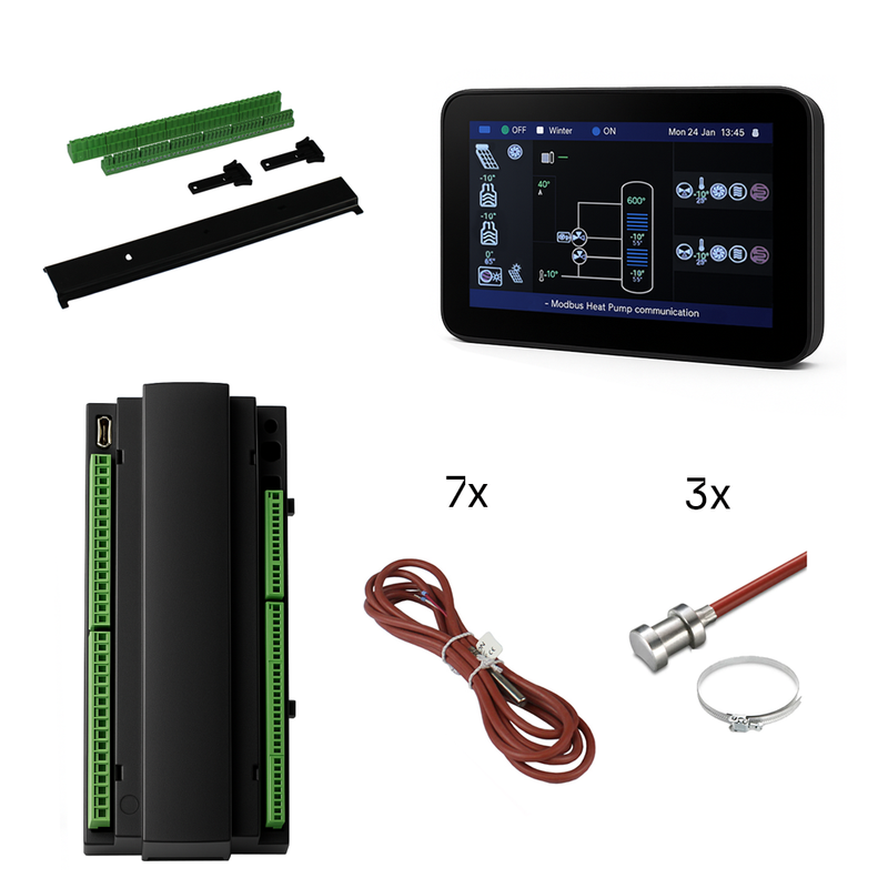 IQH Clima 1000 – Gestor energético – 5 circuitos de calefacción – Solar / bomba de calor / caldera de pellets – pantalla táctil 7"