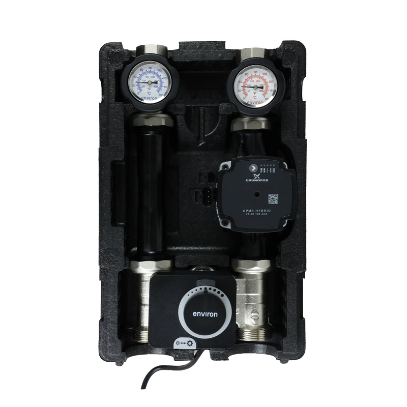Grupo de bomba de circuito de calefacción ProfiMix con mezclador de tres vías, motor de accionamiento Environ END05 y Grundfos UPM3 S Auto 25/6