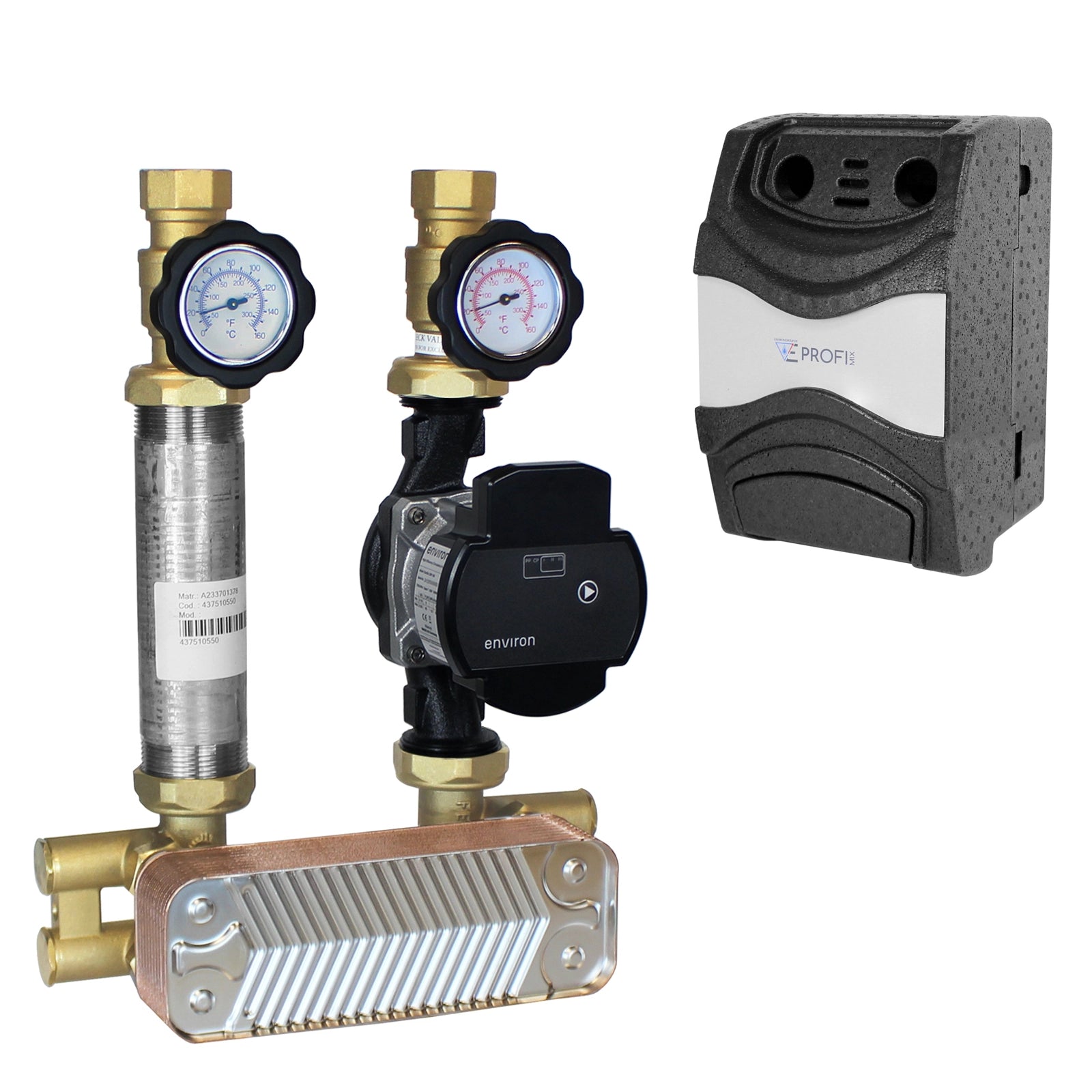 Système de séparation / groupe de pompes Environ ProfiMix avec échangeur de chaleur à plaques 23 kW avec Environ EcoStar 25/6