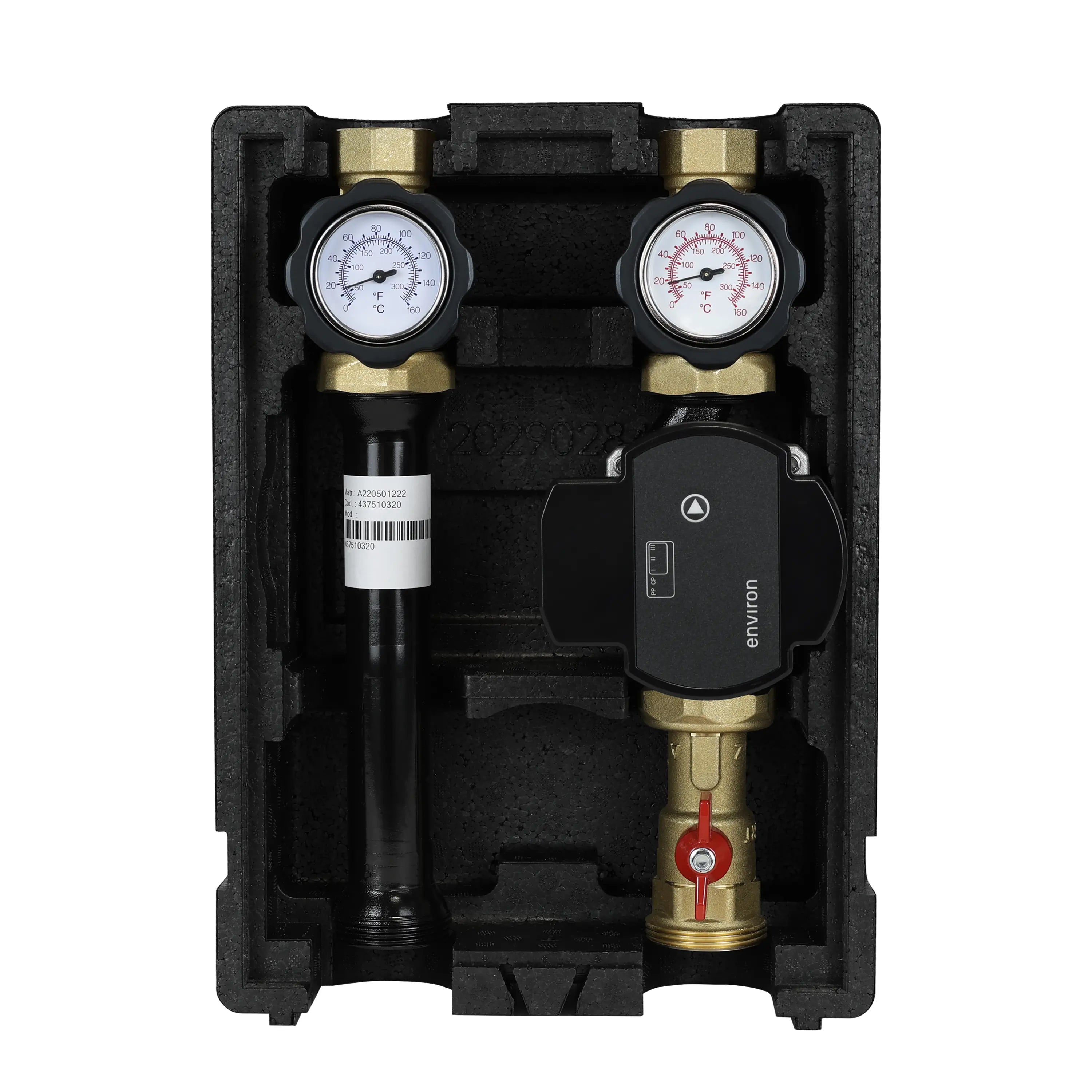 EcoMix Heizkreispumpengruppe direkt mit Kugelhahn und Environ EcoStar II 25/6 Hocheffizienzpumpe