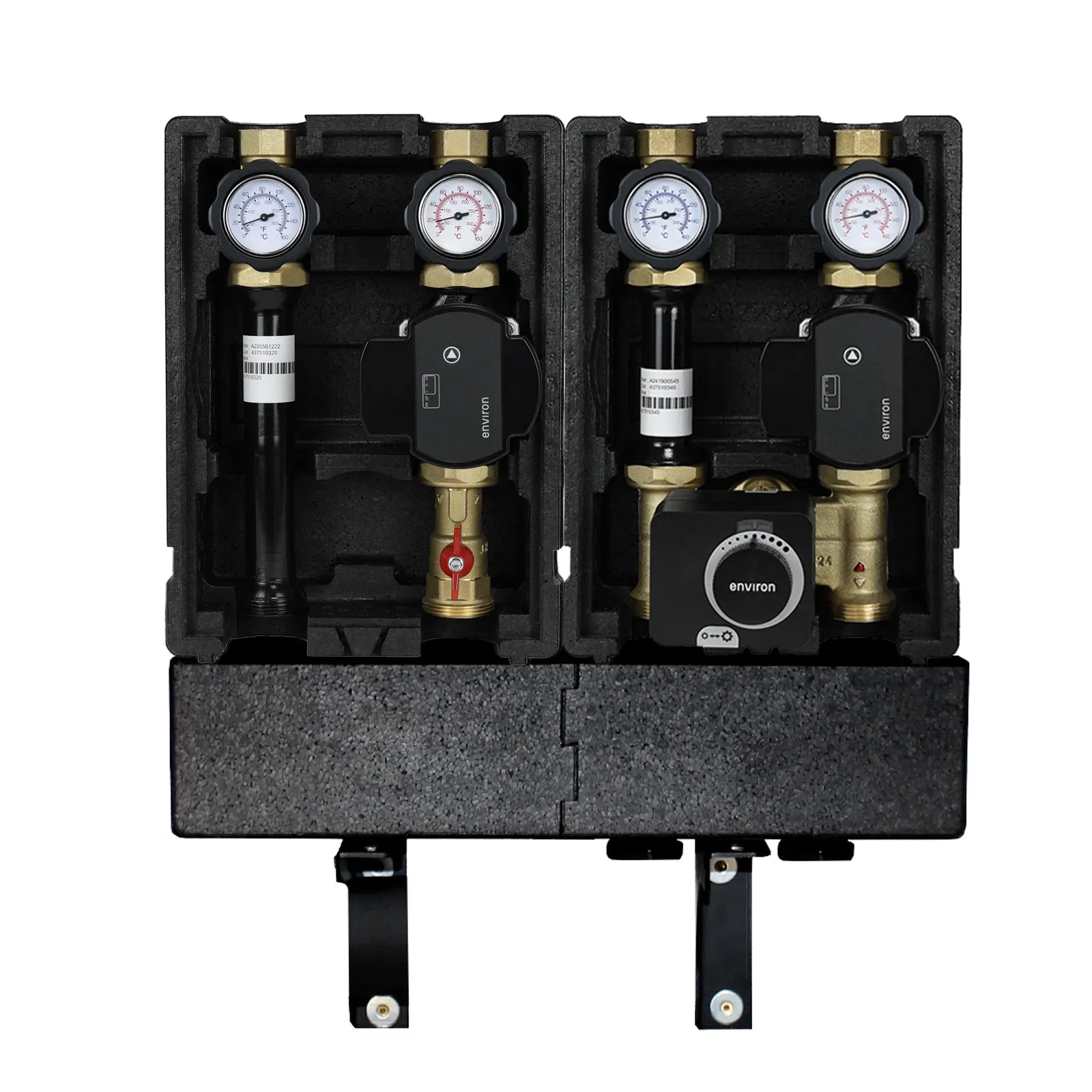 Environ Modulverteiler Gruppe 1x gemischter Heizkreis 1x ungemischter Heizkreis mit Verteilerbalken