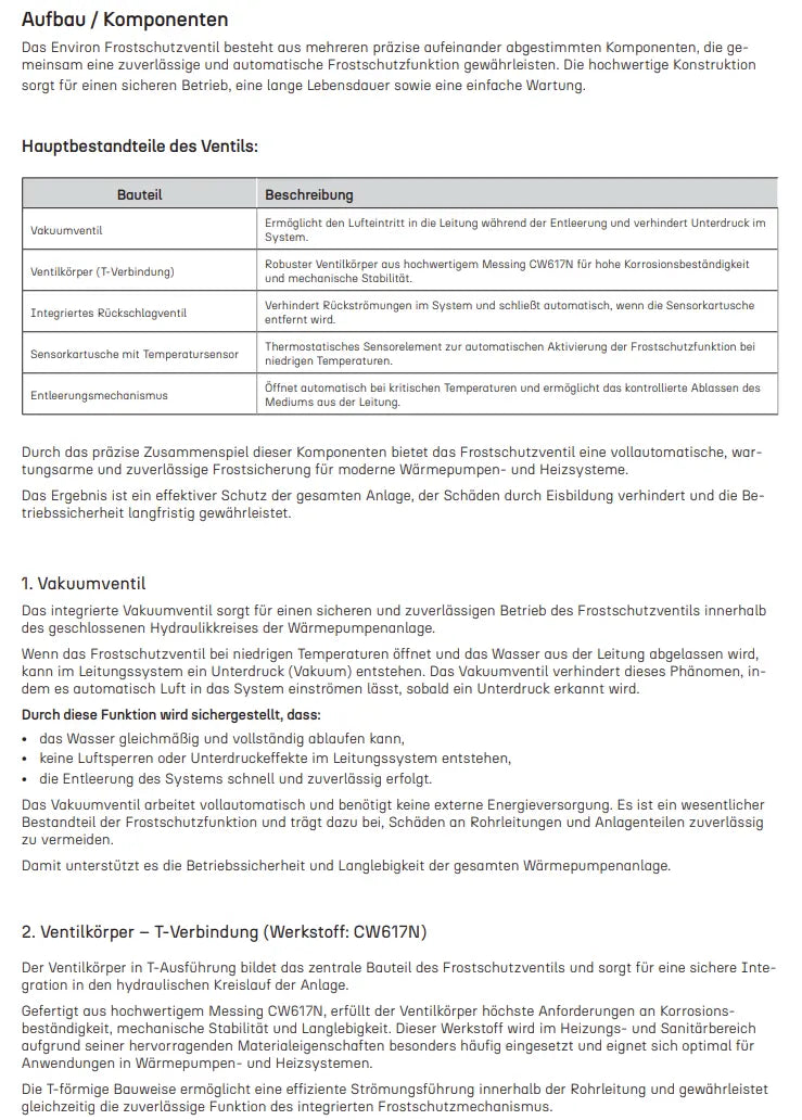 Frostschutzventil 1½" AG – DN40 Wärmepumpe – selbstöffnend