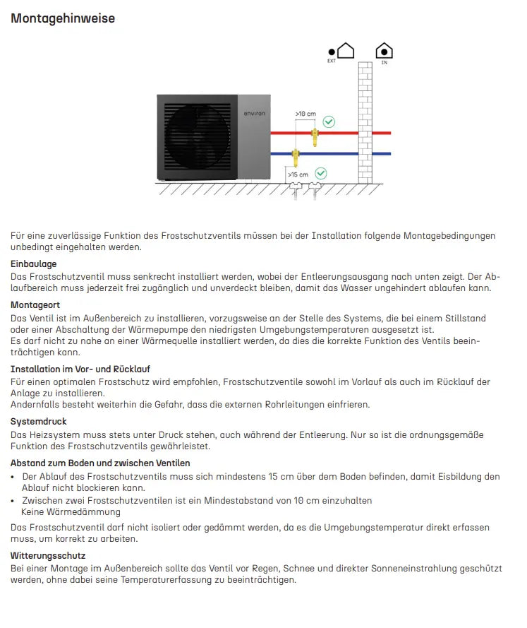 Frostschutzventil 1½" AG – DN40 Wärmepumpe – selbstöffnend