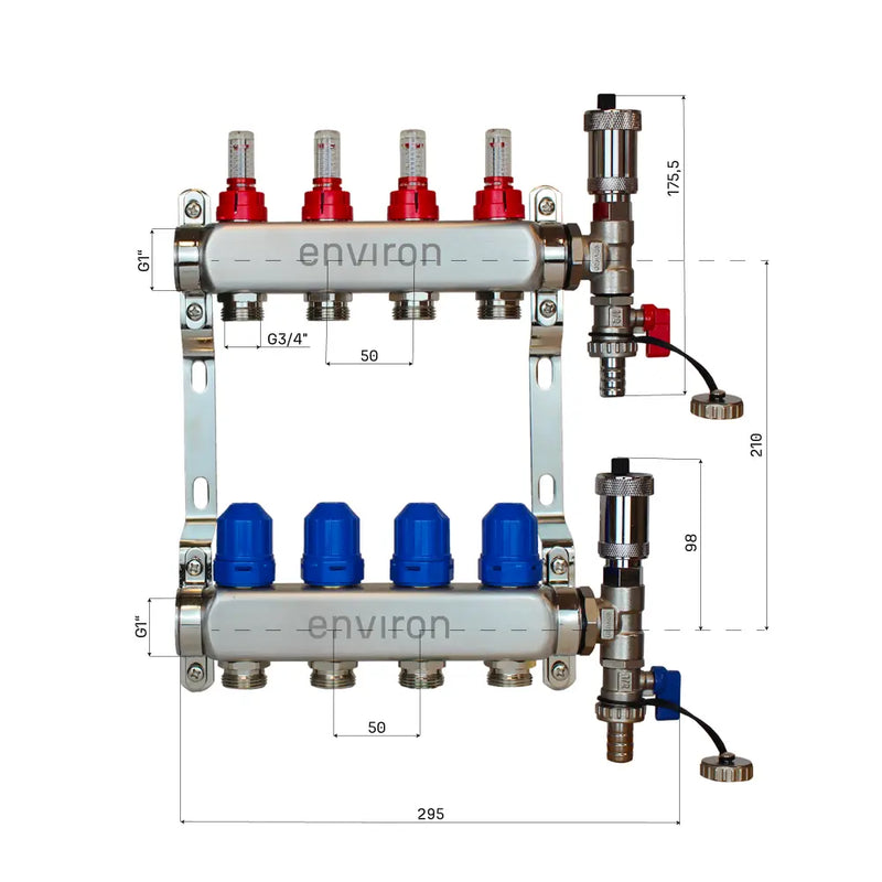 Kit de régulation à valeur fixe M058 avec pompe à haut rendement EcoStar 25/6 et collecteur de circuit de chauffage et accessoires
