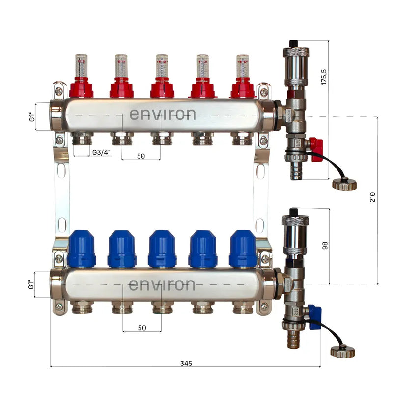 Kit de régulation à valeur fixe M058 avec pompe à haut rendement EcoStar 25/6 et collecteur de circuit de chauffage et accessoires