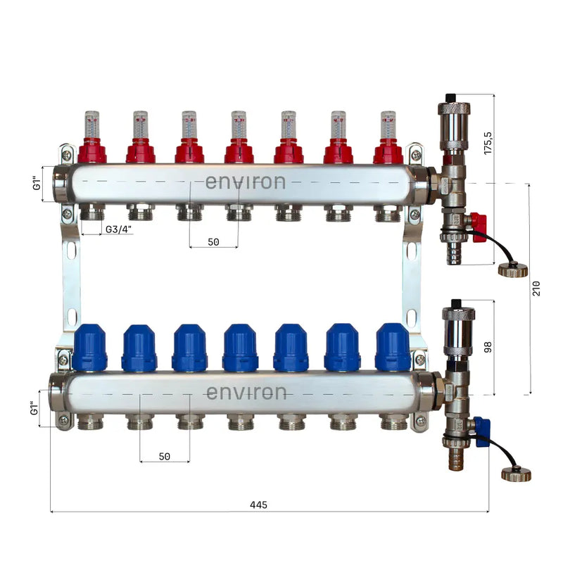Kit de régulation à valeur fixe M058 avec pompe à haut rendement EcoStar 25/6 et collecteur de circuit de chauffage et accessoires
