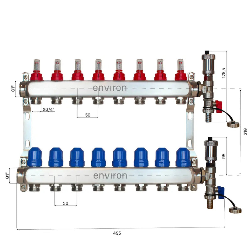 Kit de régulation à valeur fixe M058 avec pompe à haut rendement EcoStar 25/6 et collecteur de circuit de chauffage et accessoires