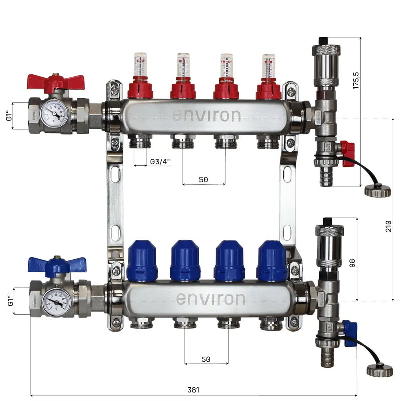 Kit de régulation à valeur fixe M058 avec pompe à haut rendement EcoStar 25/6 et collecteur de circuit de chauffage et accessoires