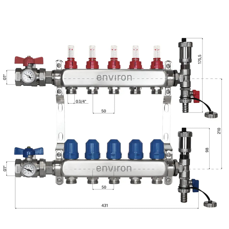 Kit de régulation à valeur fixe M058 avec pompe à haut rendement EcoStar 25/6 et collecteur de circuit de chauffage et accessoires