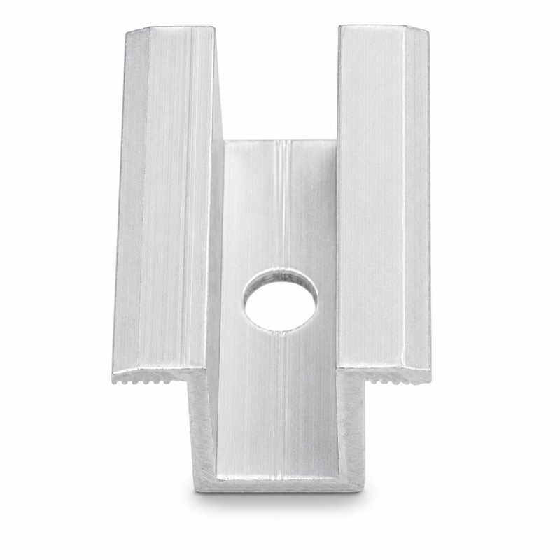 Abrazadera central universal de aluminio para módulos de 30-50 mm