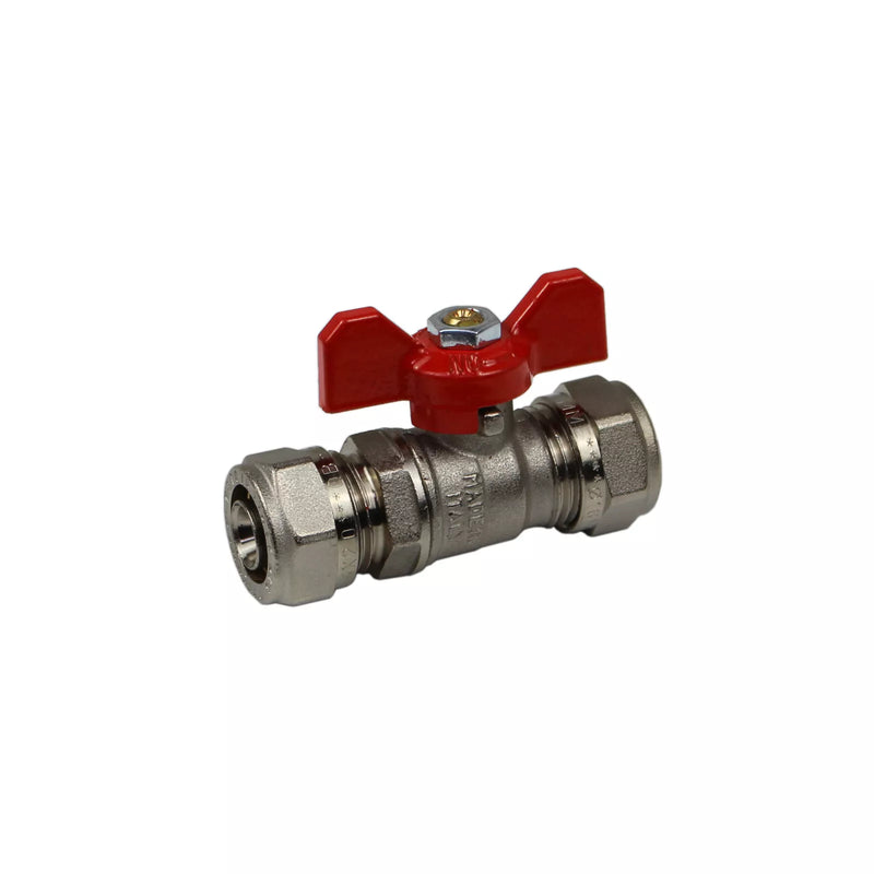 Valvola a sfera con anello di serraggio 18 mm x 18 mm per tubo multistrato in alluminio
