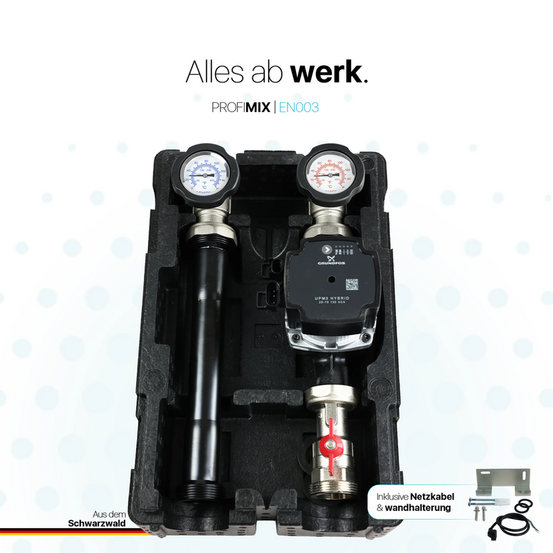 Grupo de bombas de circuito de calefacción ProfiMix directo, con bomba de alta eficiencia Grundfos UPM3 Hybrid 25/7