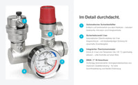 Kesselsicherheitsgruppe 3 bar mit Thermomanometer DN25 1"