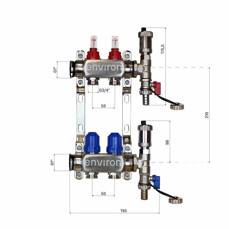 Kit de régulation à valeur fixe M058 avec pompe à haut rendement EcoStar 25/6 et collecteur de circuit de chauffage et accessoires