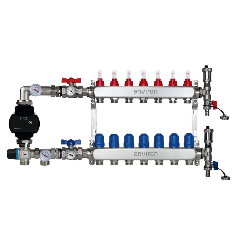 Kit de régulation à valeur fixe M058 avec pompe à haut rendement EcoStar 25/6 et collecteur de circuit de chauffage et accessoires
