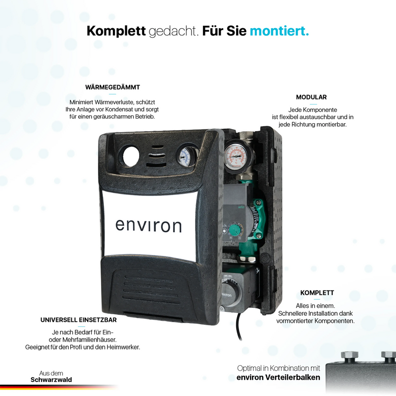 ProfiMix Heizkreispumpengruppe mit Drei-Wege-Mischer, Environ END05 Stellmotor und Wilo Yonos PICO 25/1-6 Hocheffizienzpumpe