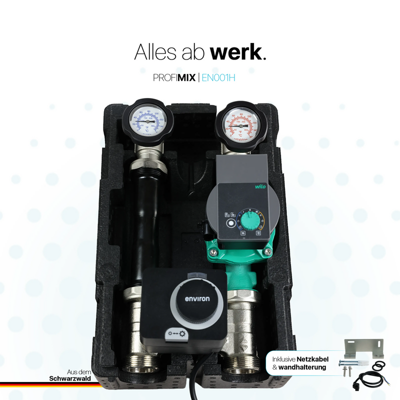 ProfiMix Heizkreispumpengruppe mit Drei-Wege-Mischer, Environ END05 Stellmotor und Wilo Yonos PICO 25/1-6 Hocheffizienzpumpe