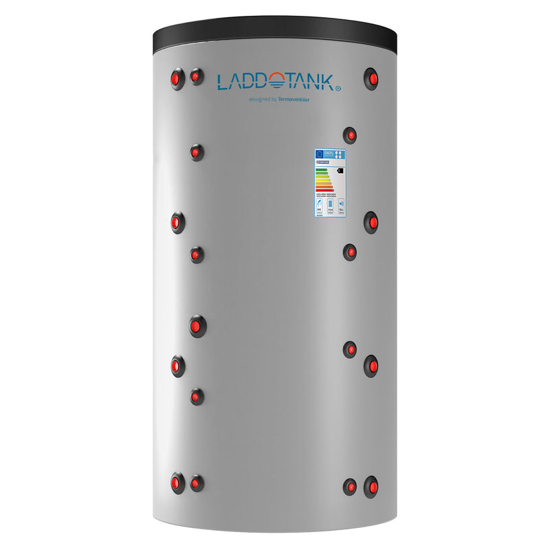 Depósito acumulador Laddotank con dos intercambiadores, 800L, aislamiento de fieltro de 100mm