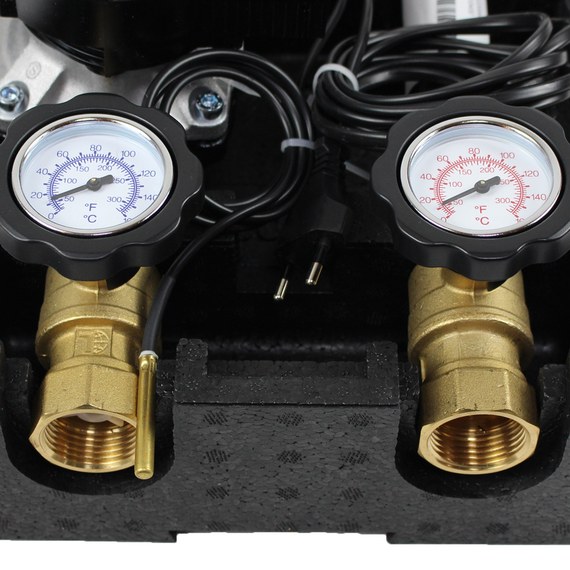 Thermoreflux X Rücklaufanhebung mit elektr. Stellmotor Elodrive 20-80°C Regler und Wilo Para 25/6 Hocheffizienzpumpe