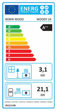 A++ Woody wasserführender Pelletofen 24 kW mit schwarzer Keramikverkleidung