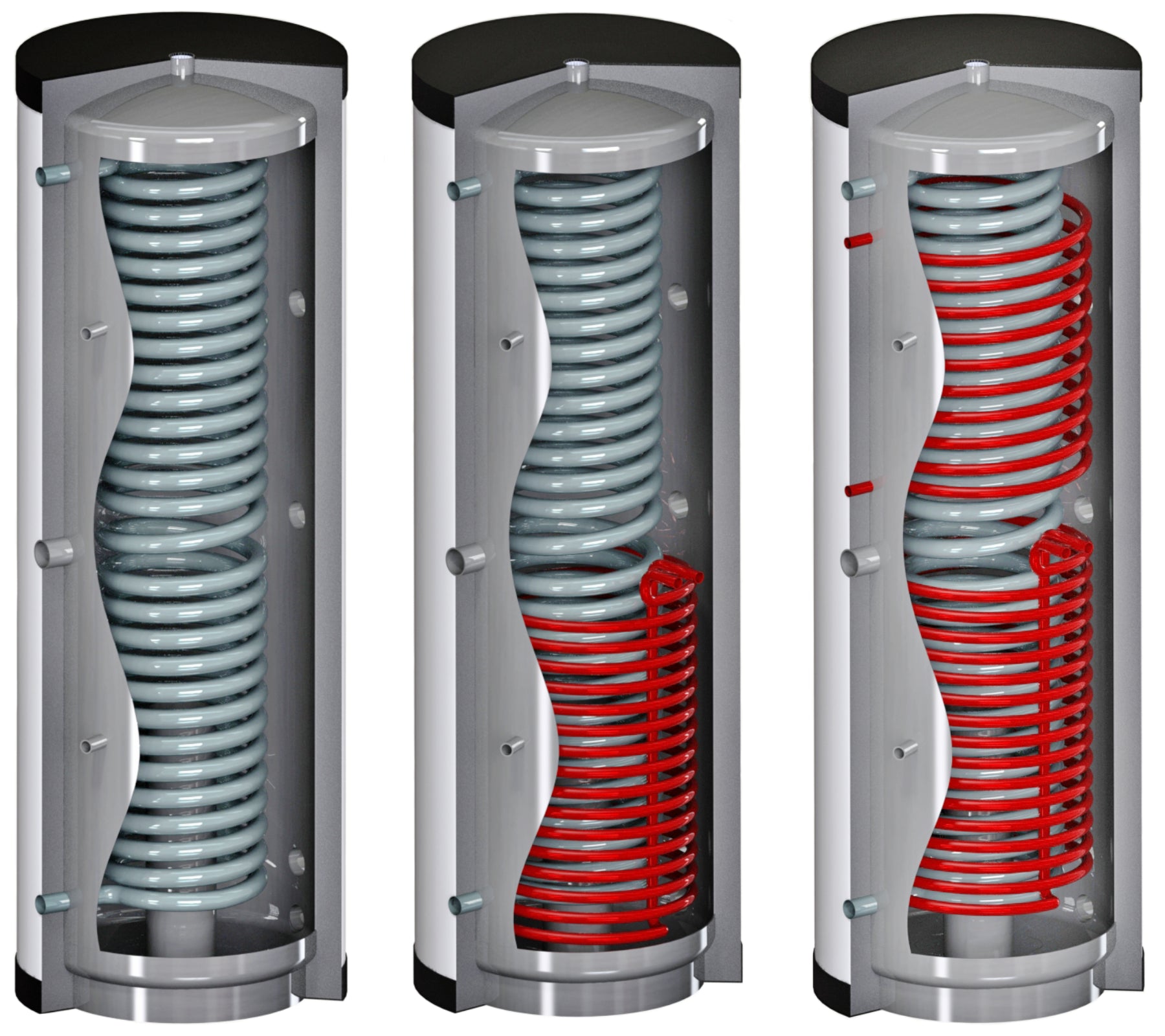 Hygiene-Pufferspeicher 600 bis 1000 Liter mit 1 und 2 Wärmetauschern