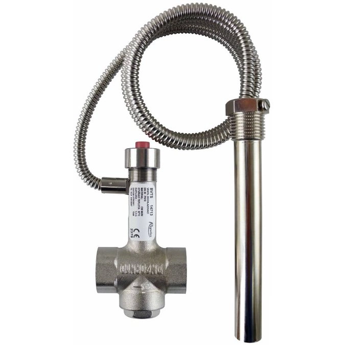 Protección térmica de desagüe BVTS 97°C – 3/4" niquelada con sensor remoto 1,3 m