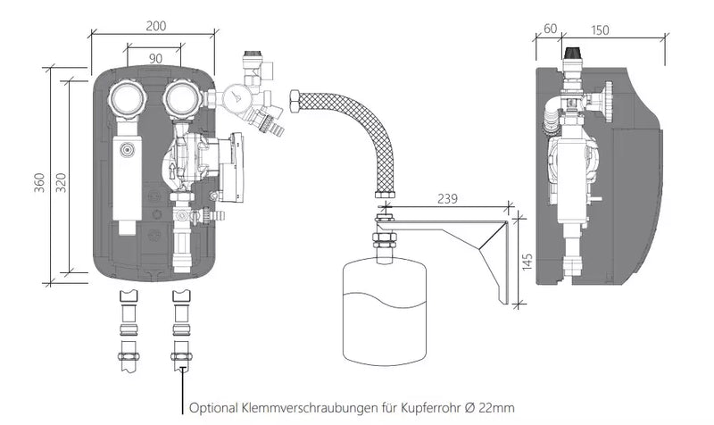 Tsol Zweistrang Solarstation 2–12 l/min – Wilo Para 15/6 – Solarregler TSol503 Platinum