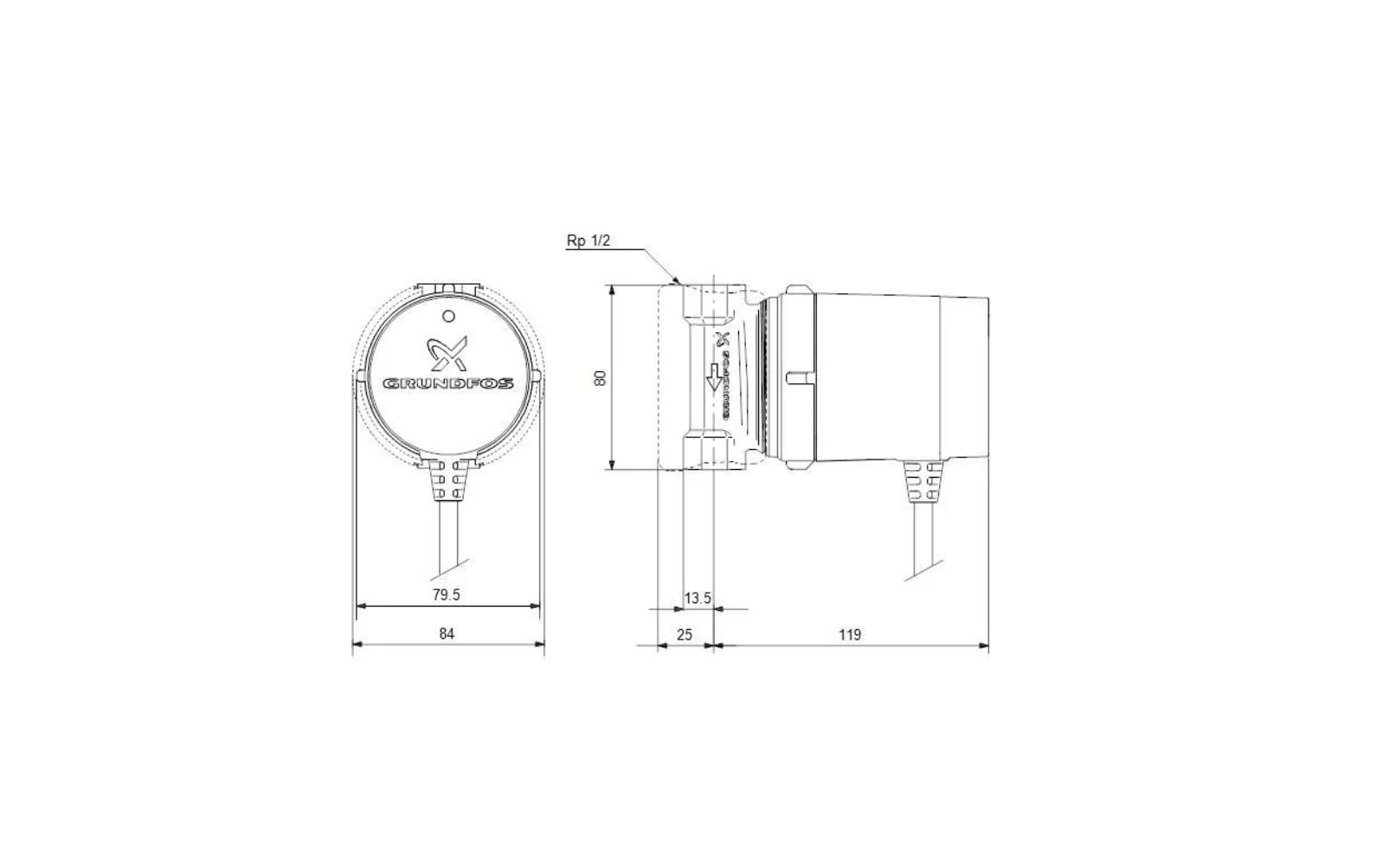 Grundfos Comfort 15-14 B PM HE-Trinkwasserzirkulationspumpe Rp 1/2 230 V