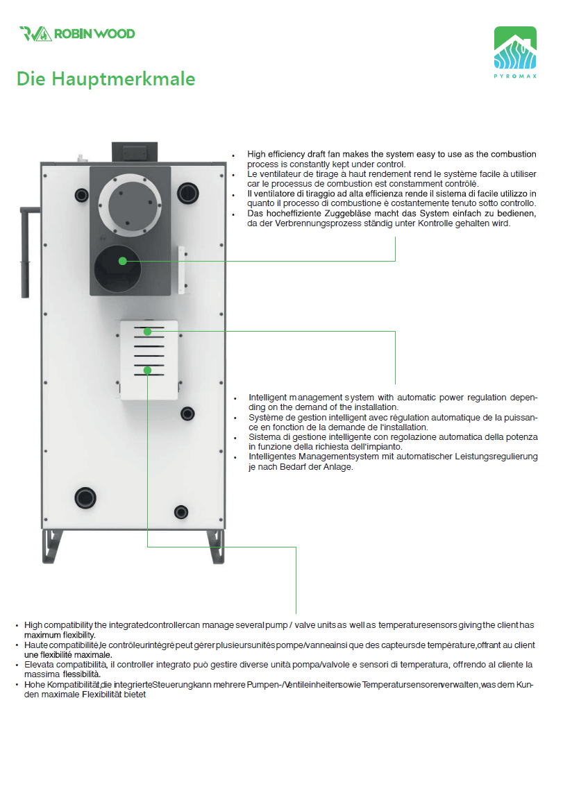 A+ PyroMax 22 - 49 kW automatischer Holzvergaser Kessel mit Anschlusspaket