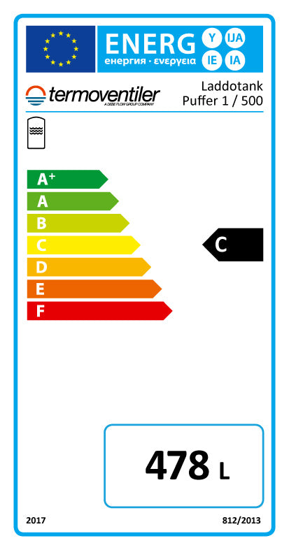 Laddotank Pufferspeicher mit einem WT, 500L, 75mm PU-Isolierung
