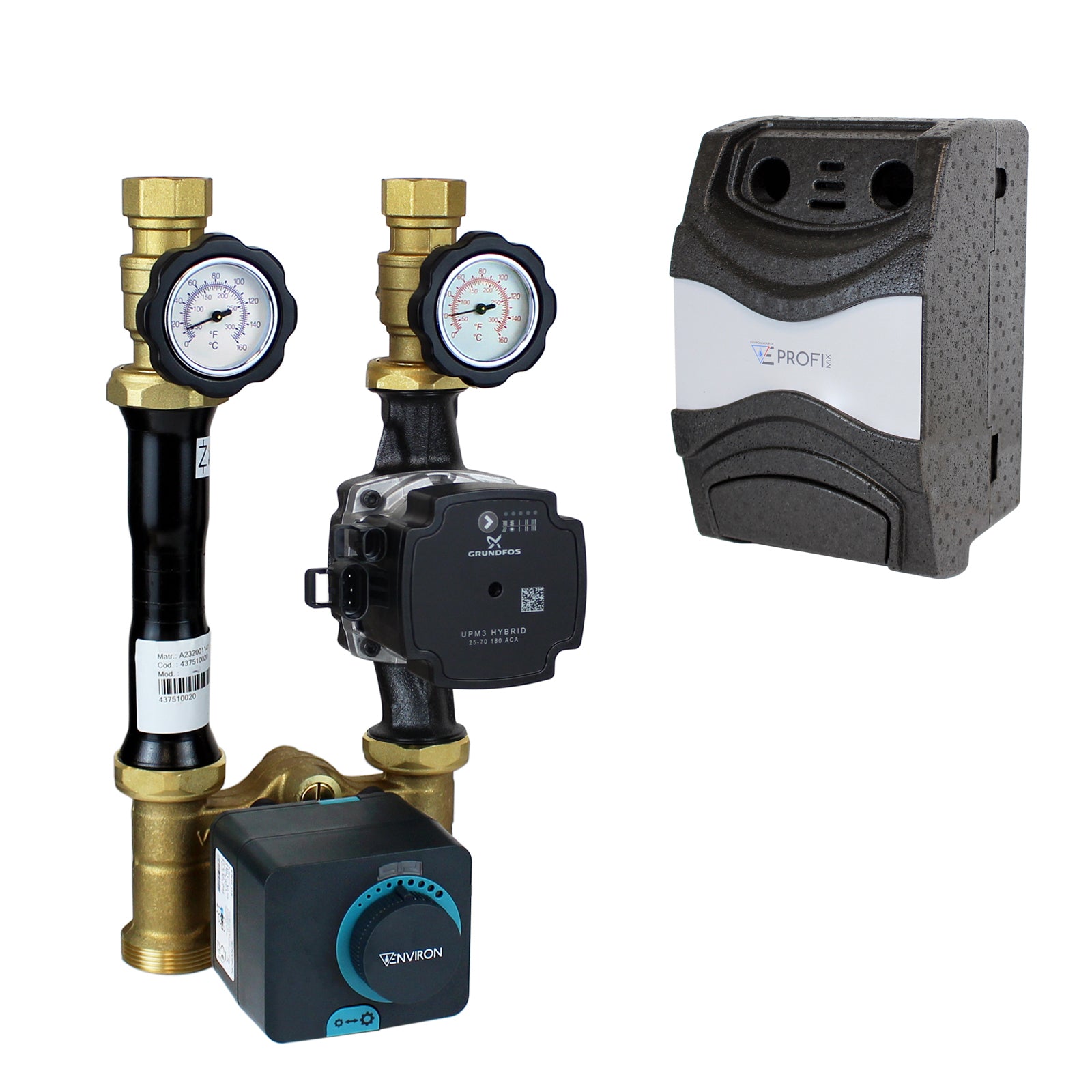 Rücklaufanhebung mit Ladeventil 60°C und Grundfos UPM3 Hybrid