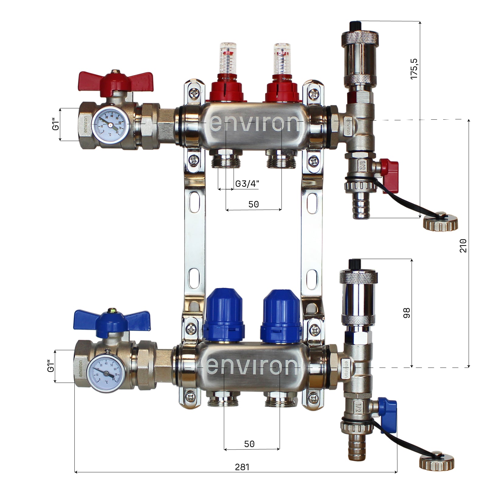 Festwertregelset M058 mit Wilo Para 25/6 Hocheffizienzpumpe und Heizkreisverteiler und Zubehör