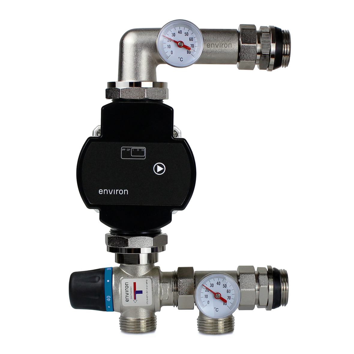 Ensemble de régulation à valeur fixe avec pompe Environ VTG 20-55°C et Environ EcoStar 25/6 à haut rendement