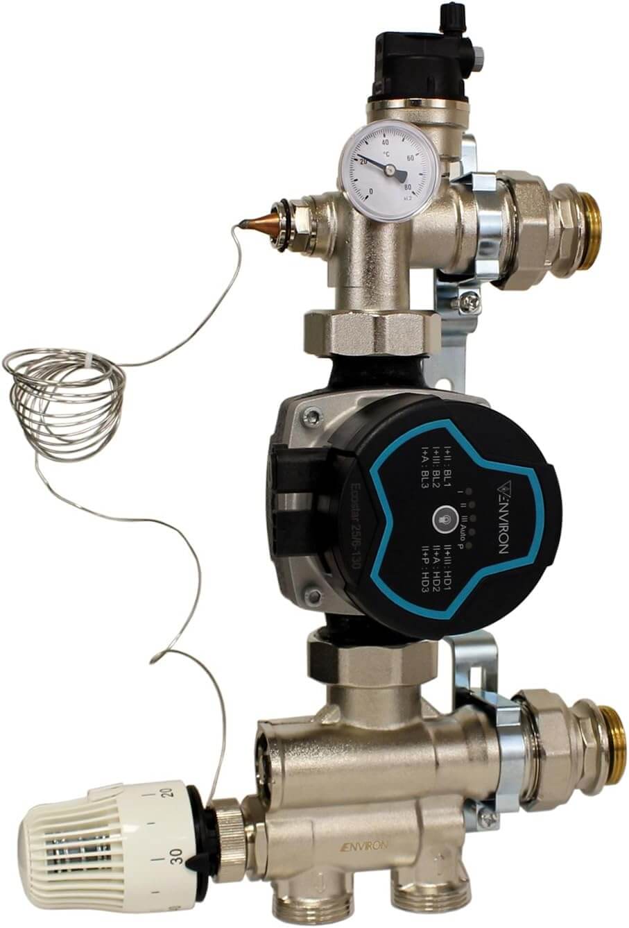 Festwertregelset einstellbar 20 - 70°C und Hocheffizienzpumpe mit Halterung