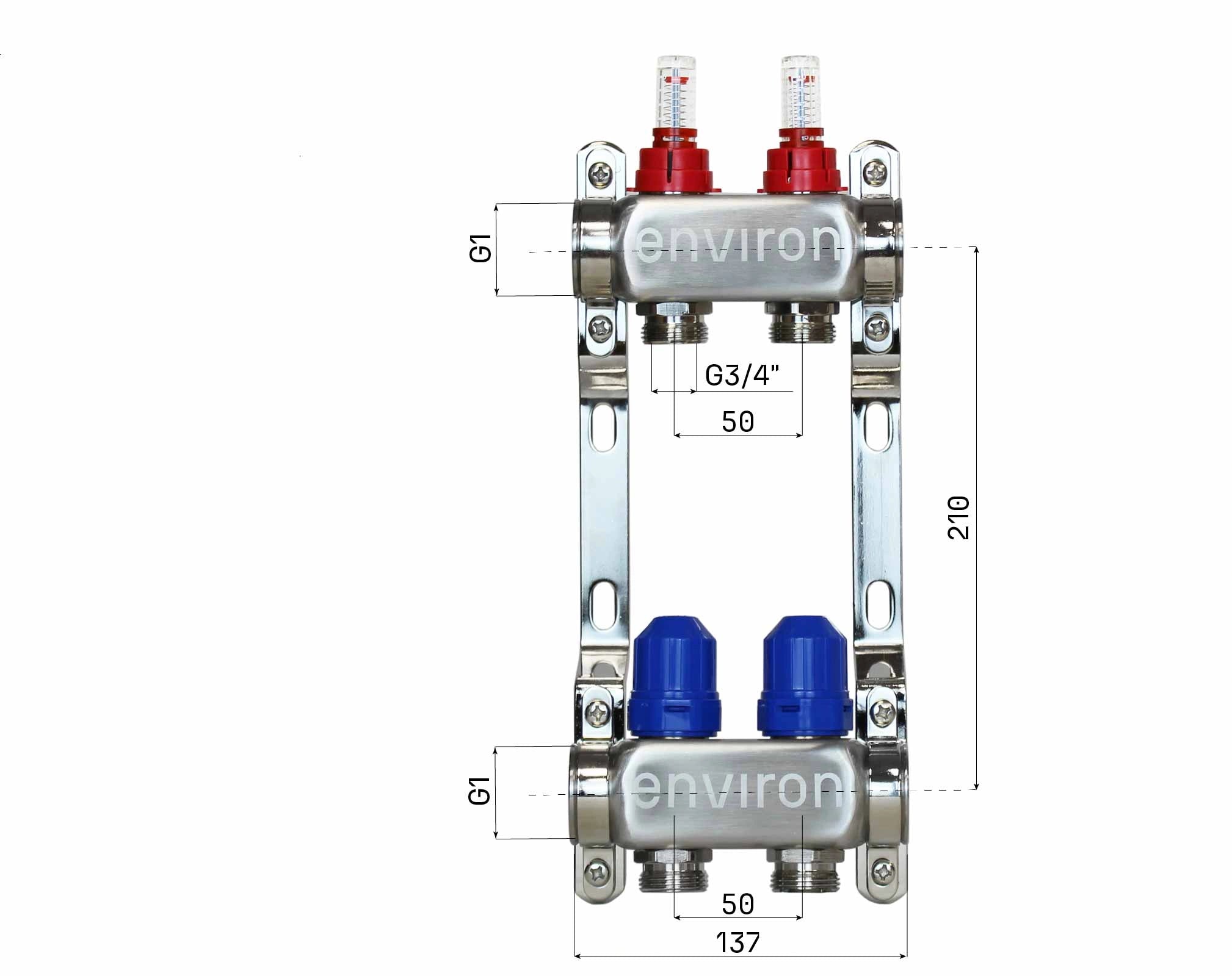 Edelstahl Heizkreisverteiler 2 - 12 fach