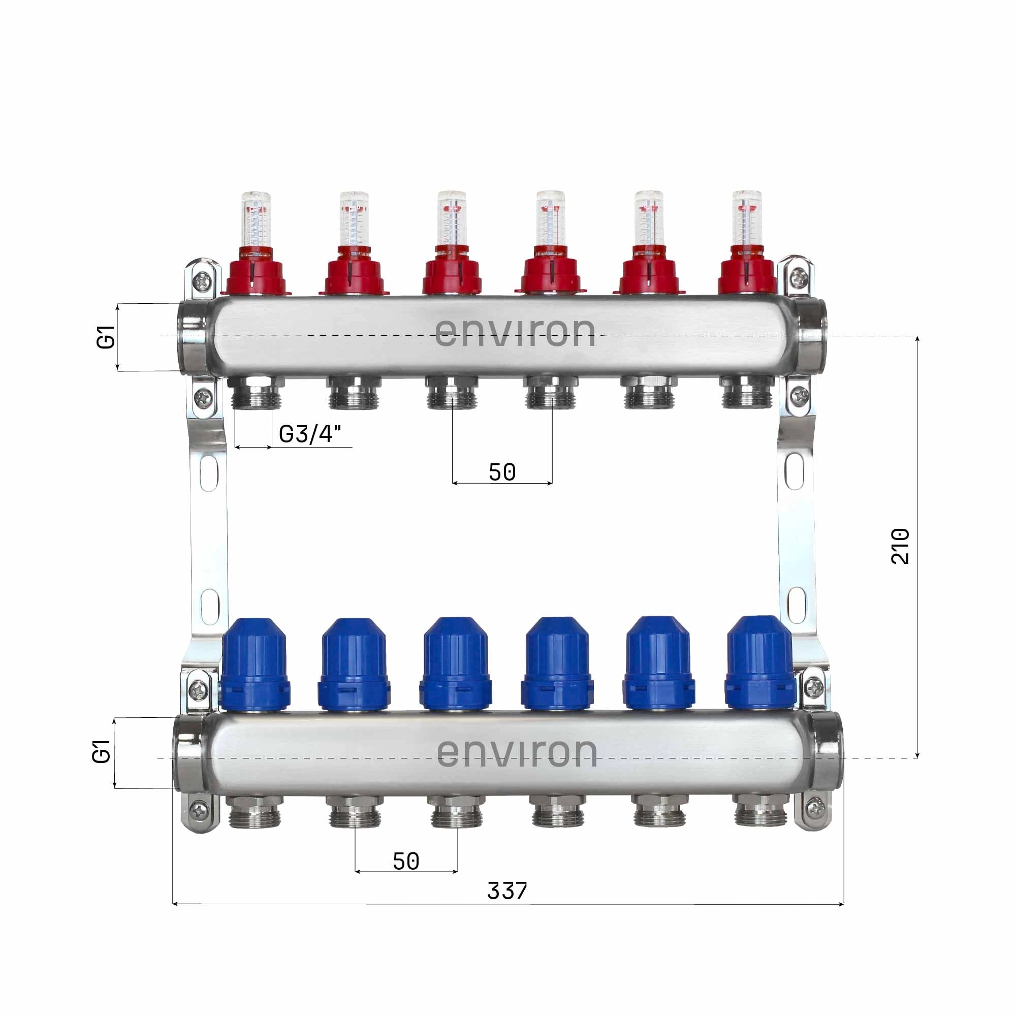 Edelstahl Heizkreisverteiler 2 - 12 fach