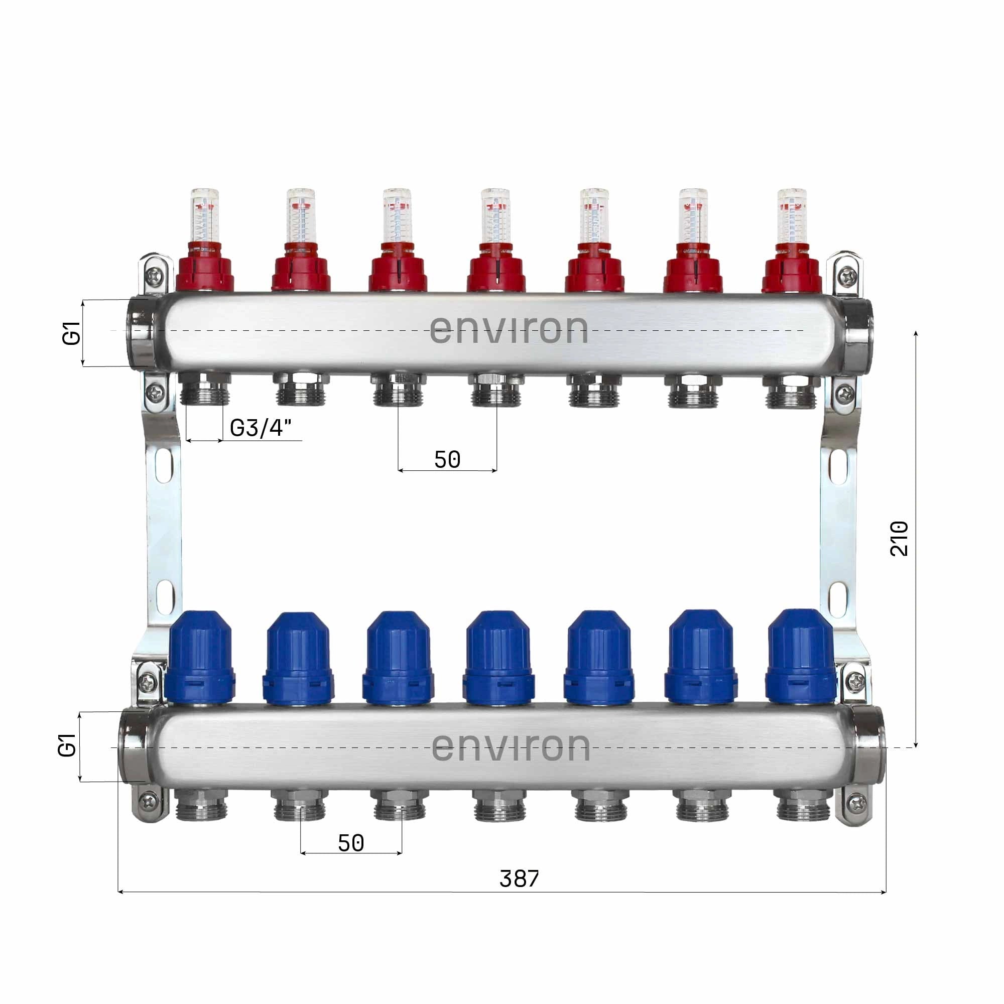 Edelstahl Heizkreisverteiler 2 - 12 fach