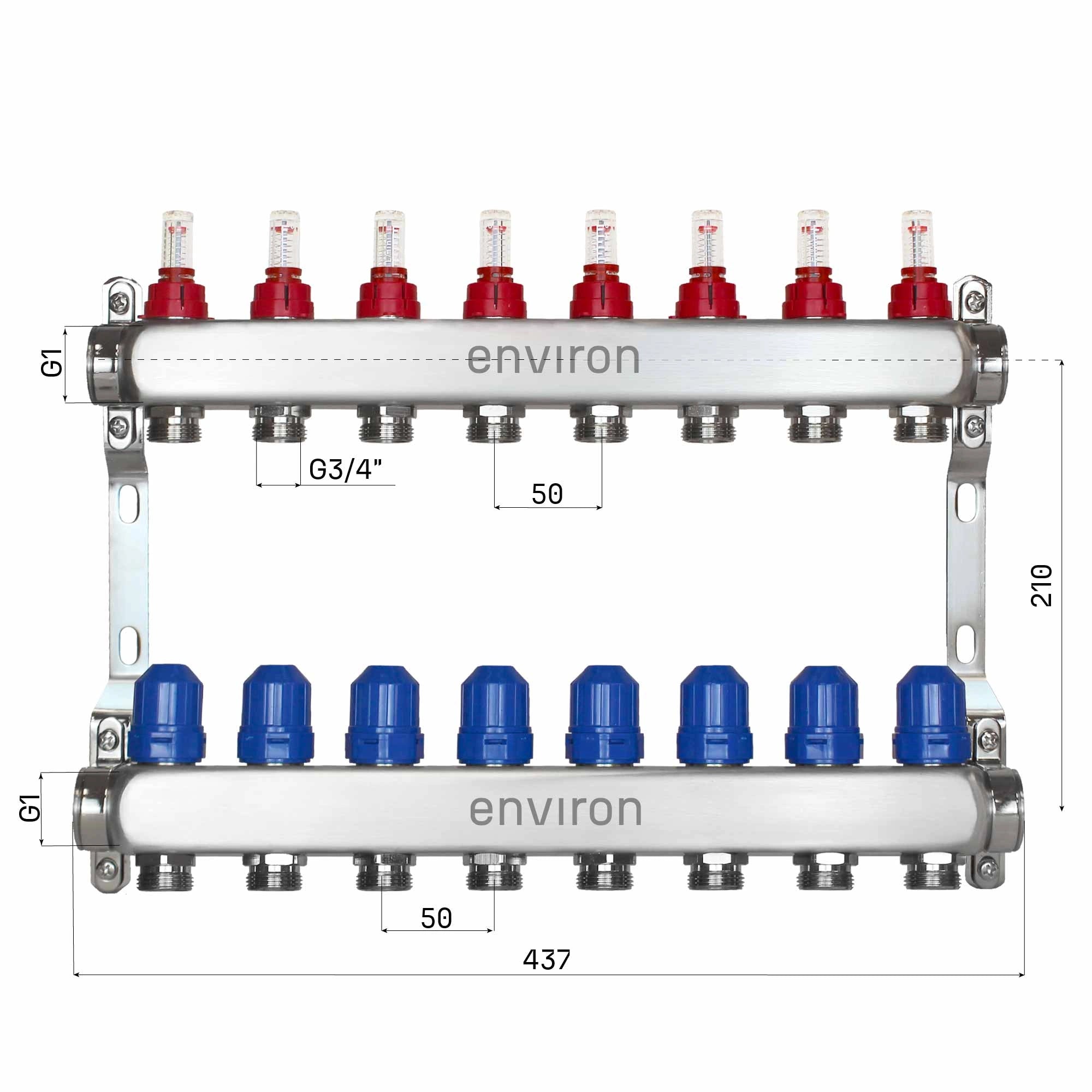 Edelstahl Heizkreisverteiler 2 - 12 fach
