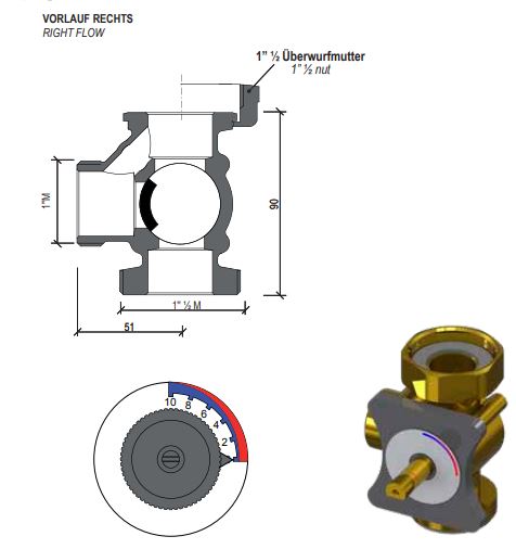 ENVIRON- 3 Wege Mischer mit Stellmotor 230v, elektrischer Stellantrieb Mischermotor Heizung Fußbodenheizung