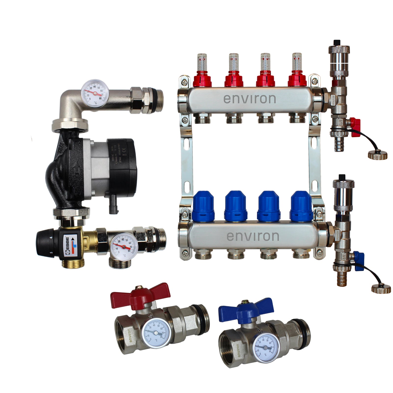 Festwertregelset M058 mit EcoStar 25/6 Hocheffizienzpumpe und Heizkreisverteiler und Zubehör