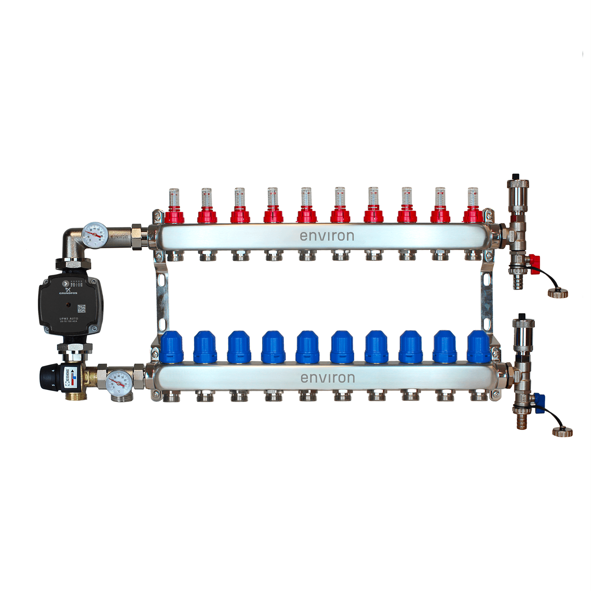 Festwertregelset M058 mit Grundfos UPM3 25/6 Hocheffizienzpumpe und Heizkreisverteiler und Zubehör