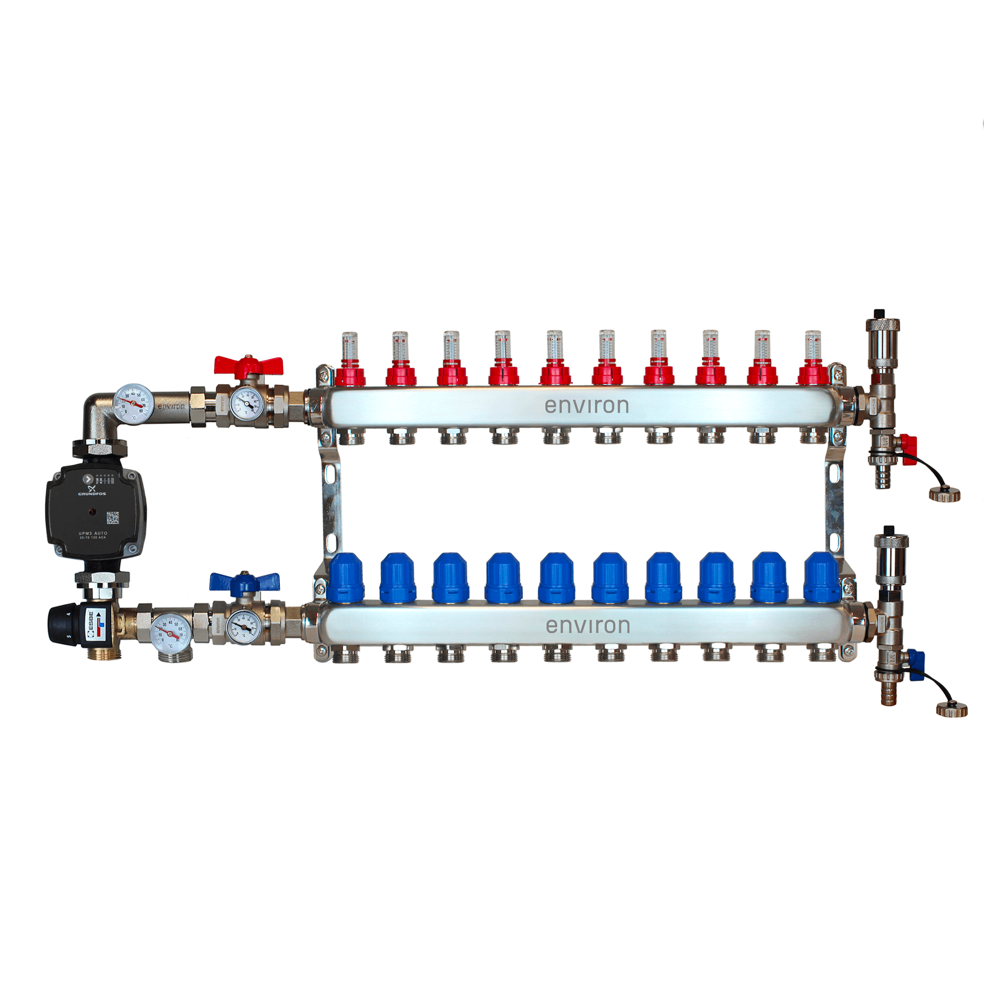 Festwertregelset M058 mit Grundfos UPM3 25/6 Hocheffizienzpumpe und Heizkreisverteiler und Zubehör