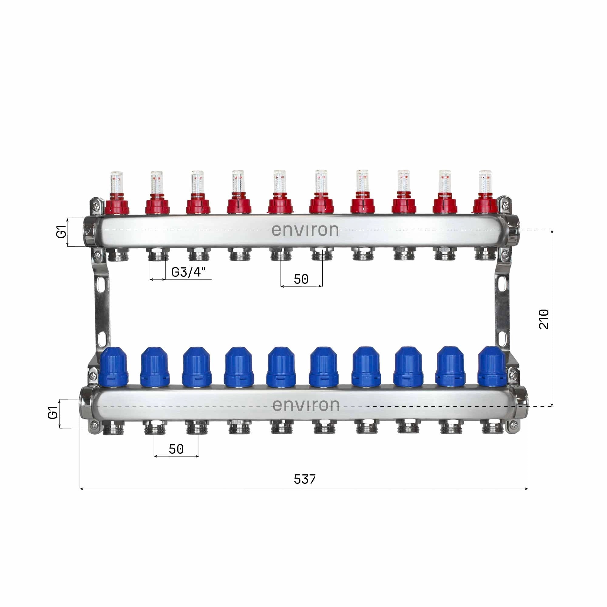 Edelstahl Heizkreisverteiler 2 - 12 fach