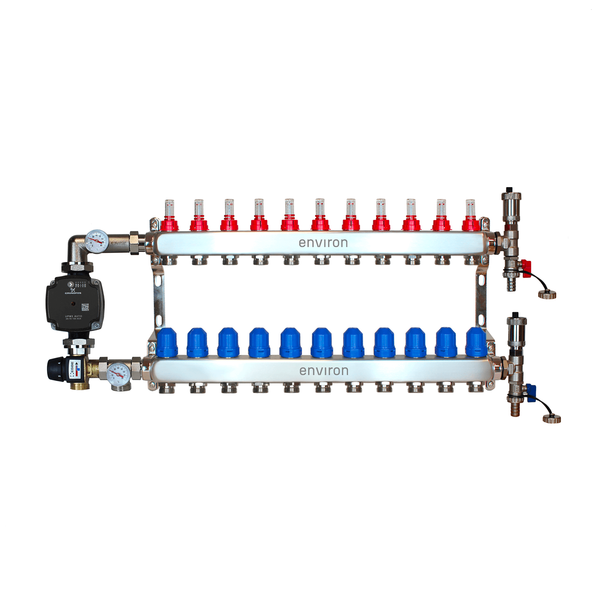 Festwertregelset M058 mit Grundfos UPM3 25/6 Hocheffizienzpumpe und Heizkreisverteiler und Zubehör