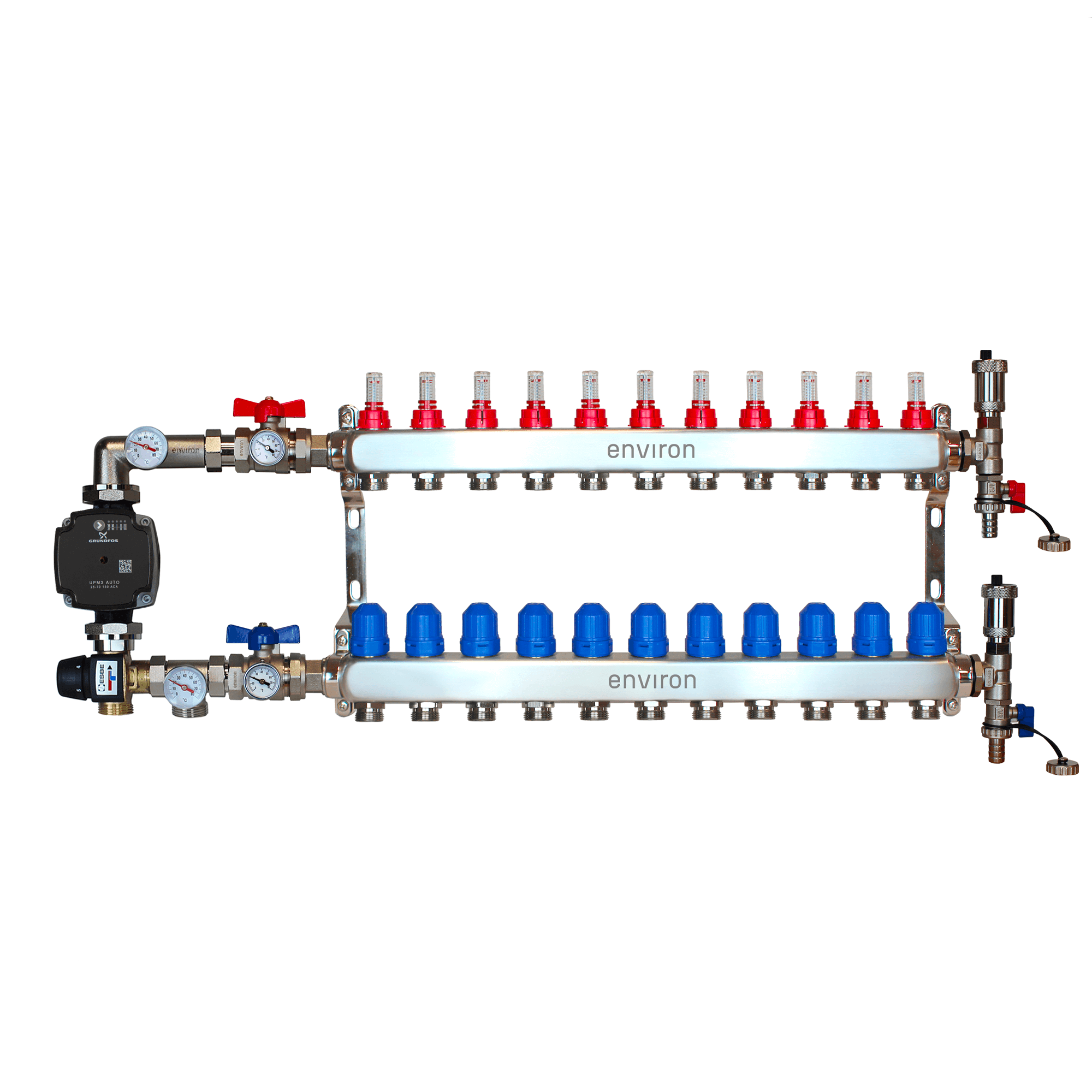 Festwertregelset M058 mit Grundfos UPM3 25/6 Hocheffizienzpumpe und Heizkreisverteiler und Zubehör