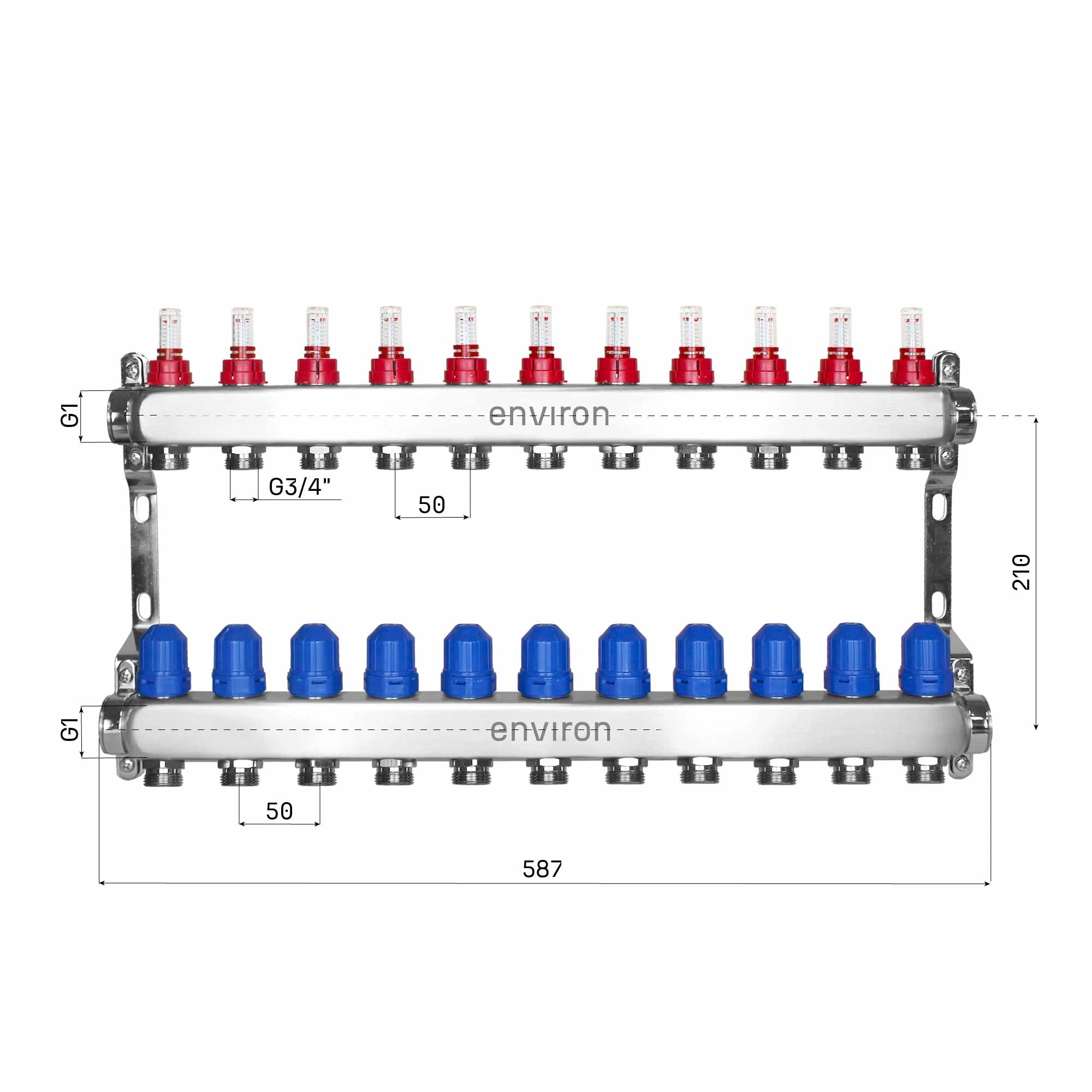 Edelstahl Heizkreisverteiler 2 - 12 fach