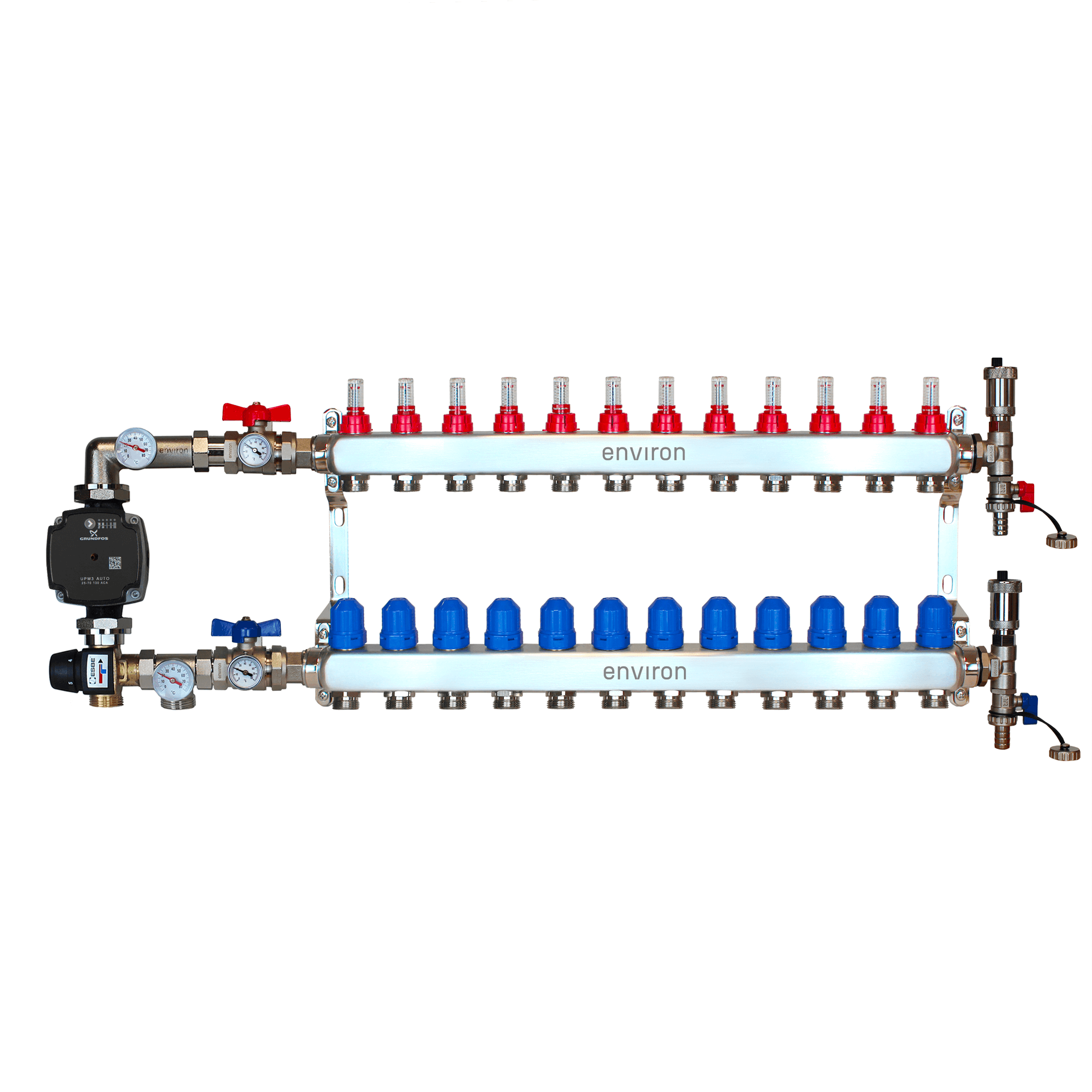 Festwertregelset M058 mit Grundfos UPM3 25/6 Hocheffizienzpumpe und Heizkreisverteiler und Zubehör