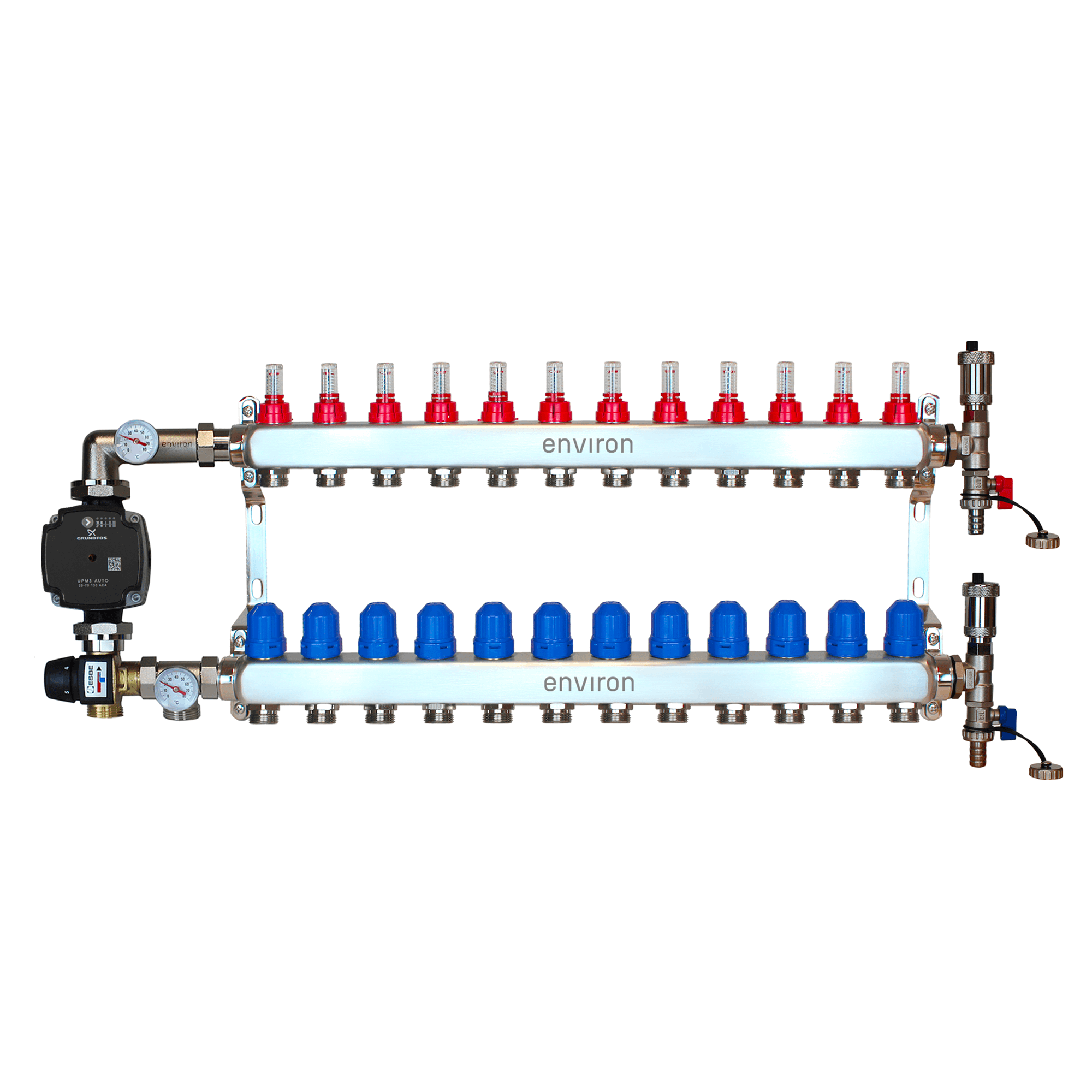 Festwertregelset M058 mit Grundfos UPM3 25/6 Hocheffizienzpumpe und Heizkreisverteiler und Zubehör